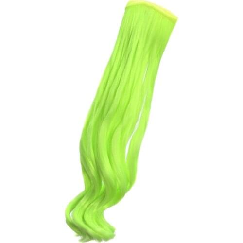 Fashion 25cm DIY Doll Wigs Long Curly Wavy High Temperature Wire Handmade Fluorescence Green