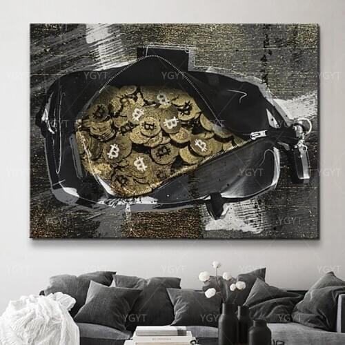 Print Canvas Home Decor Bitcoin Wall Art Painting Secure The Bag Modular Poster Gold Coin HD Modern Picture Living Room Frame
