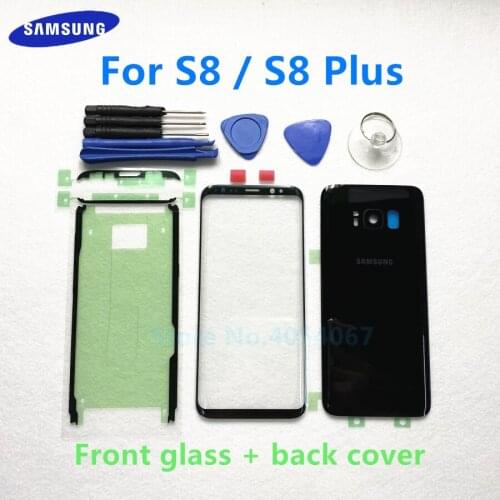 Front Glass Lens Touch Screen For Samsung Galaxy S8 G950 G950F S8 Plus G955 G955F Rear Battery Door Cover Back Housing + Tools