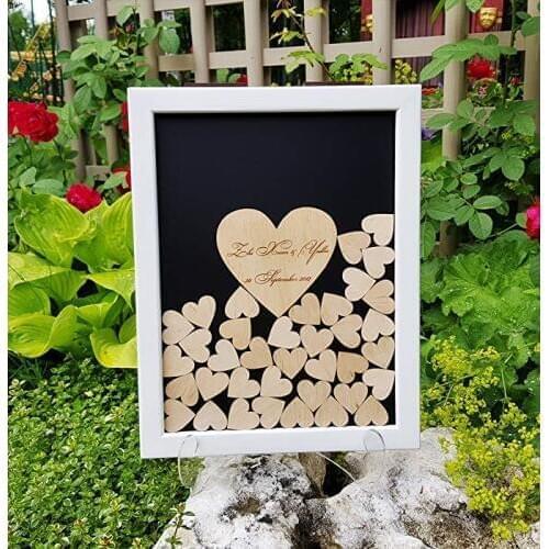 Personalize names date hearts Wedding guest book alternative Rustic Guest book Wedding Drop Top Box Guestbook