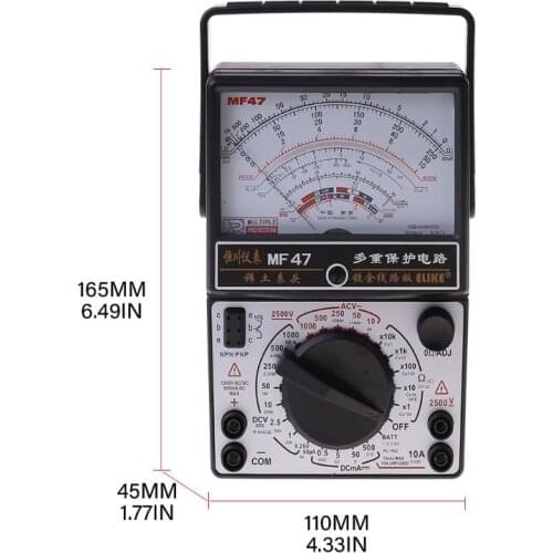 Mechanical Pointer Type Multimeter Measurement AC DC Ohmmeter MF47/JO411 Tester