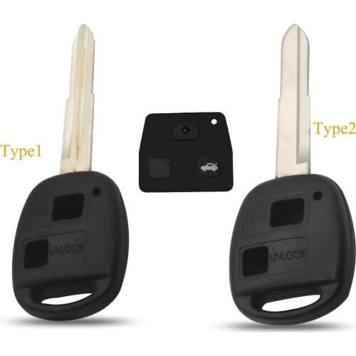 Kutery 10pcs/lot 2 Buttons Remote Entry Key Case Fob Shell For Toyota HIACE Yaris TOY41 HU133R Uncut Blade Rubber Button Pad