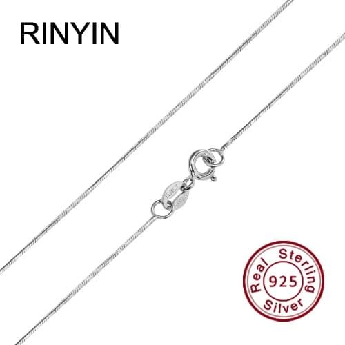 RINYIN 100% 925 Sterling Silver Necklace Fashion Jewelry 1mm 16/18/20/22/24 Inches Snake Chain