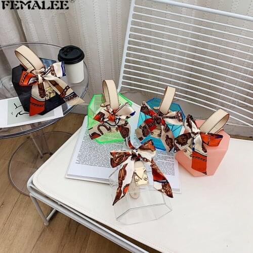 Luxury Transparent Box Scarves Women Handbags Mini Designer Evening Crossbody Tote Purses Summer Fashion Female Shoulder Bolsa