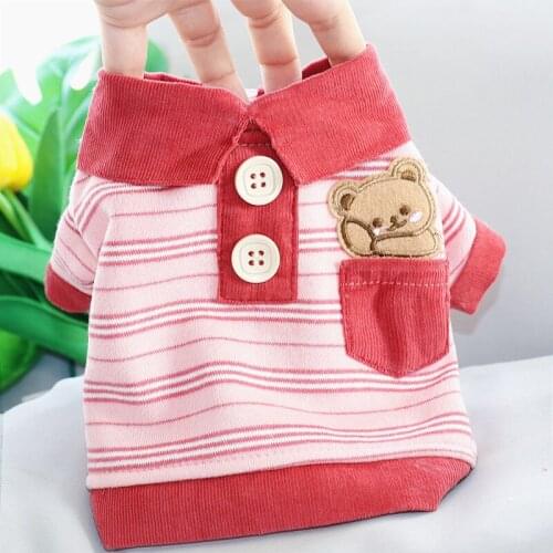 Red Striped Dog Shirt Autumn and Winter Warm Clothes Teddy Bichon Pullover Puppy Padded Bottoming Shirt Popular Dog Clothes