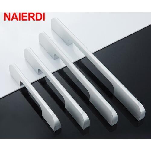 NAIERDI Space Aluminum Alloy Handles with screw Simple Fashion Drawer Knobs Wardrobe Cabinet Handles Pulls Furniture Handle