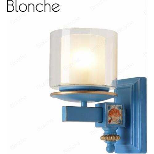 Modern Glass Wall Lamps Led Wall Light Vintage Sconce for Bathroom Bedroom Aisle Lighting Fixtures Mediterranean Mirror Lights