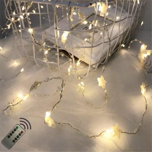 Remote 50LEDs Star Light String Twinkle Garlands Battery Powered Christmas Lamp Holiday Party Wedding Decorative Fairy Lights