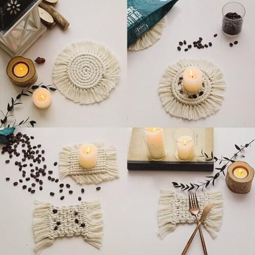 Photography Background Cloth Tassel Woven Coaster Shooting Decoration Desktop Ornaments Photo Props Hand-woven Coasters