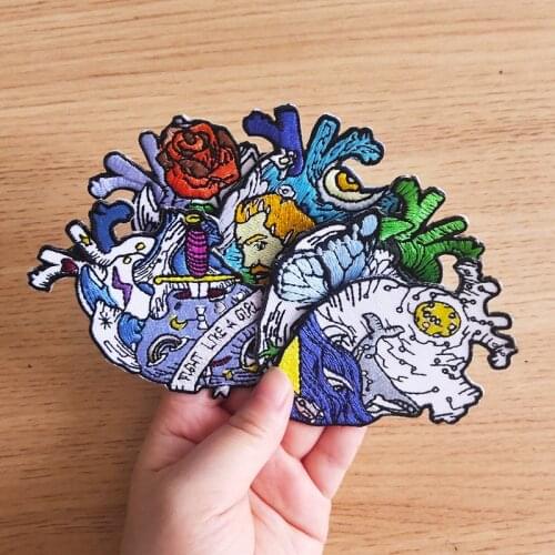 Van Gogh Oil Painting Butterfly Rose Flower Patch For Clothing Iron On Whale Embroidered Patches Outdoor Travel Patch For Badges