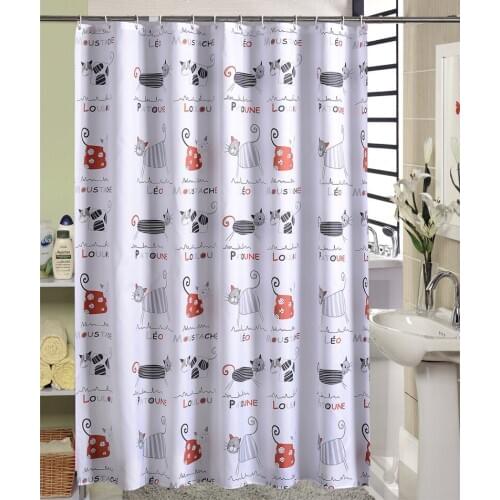 Cartoon Cart Shower Curtain for Kids Jinya Home White Thick Polyester Fabric Grommet Funny Curtain for Hotel Farmhouse Bathroom