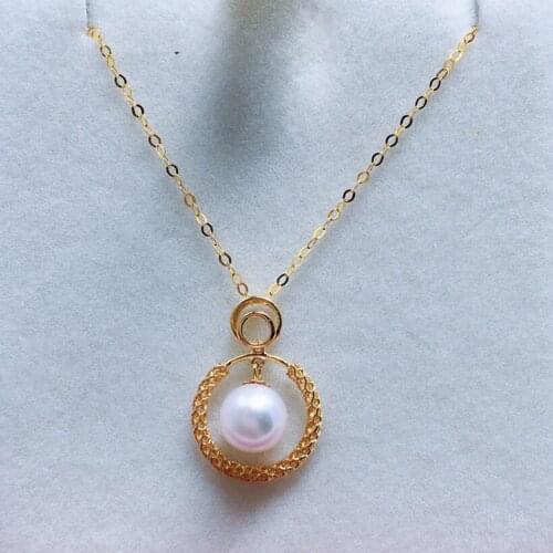 MADALENA SARARA 7-8mm AA Saltwater Akoya Pearl 18K Women Earrings Vintage Handmade Au750 Women Necklace