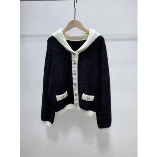New 2021 Autumn Winter Women Knitted Cardigan Color Patchwork Ladies Long Sleeve Single Breasted Sweater Knitwear Tops