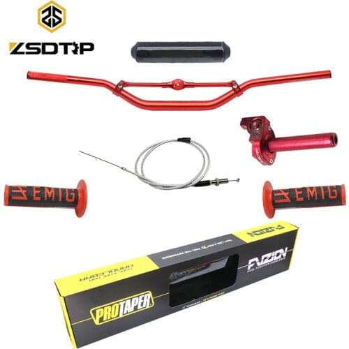 ZSDTRP Motorcycle Handlebar 1-1/8" PRO Taper Handle Grips Handlebar Pads CNC Quick Twister Throttle Cable Pit Bike Motocross