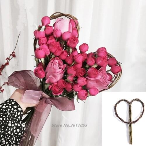 2pcs Love Shape Natural Willow Twig bouquet Wrapping Supply DIY Bridal bouquet Material Wedding Decoration Home Decor