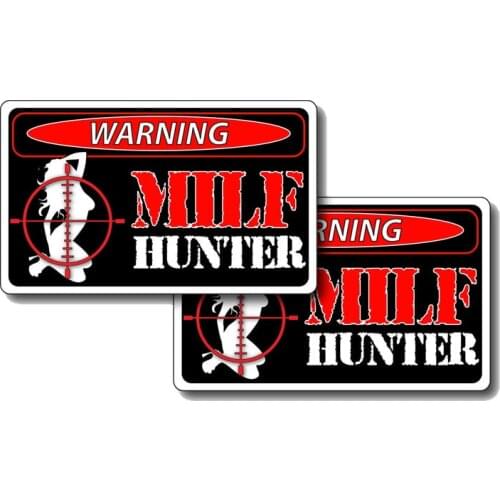 2 X Sexy Girl Milf Hunter Funny PVC Decal Creative Car Sticker,12cm*7cm