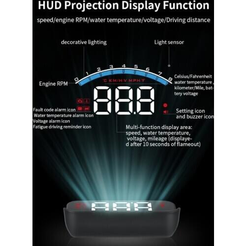 2021 New M6s Auto HUD Car Head Up Display Overspeed Warning Windshield Projector Alarm