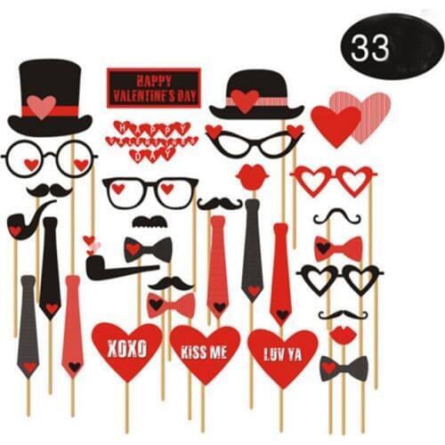 33pcs Fun Wedding Decoration Photo Booth Props DIY Mr Mrs Photobooth Props Photo Accessories Wedding Event Party Supplies