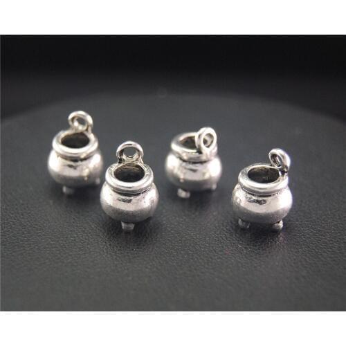 8pcs Silver Color Halloween Witch Cauldron Cooking Pot Charm Metal Charms For Jewelry Making 9X12mm A2032