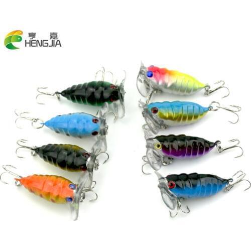 8pcs 40mm 4g Topwater fishing popper floating lure baits, fishing insect bait lure tackle ,hard plastic insect cicada lure baits