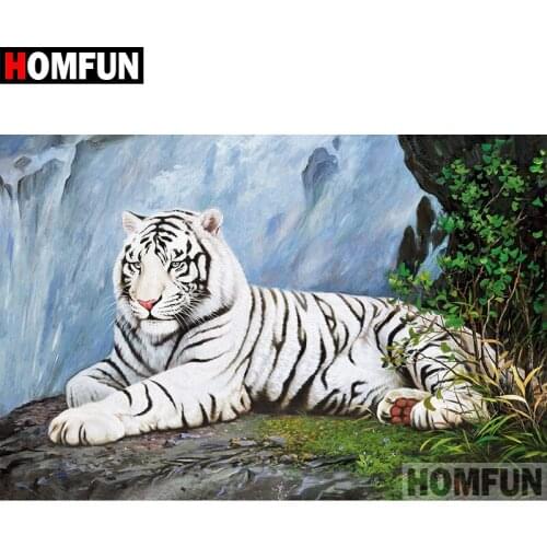 HOMFUN 5D DIY Diamond Painting Full Square/Round Drill "Animal lion" 3D Embroidery Cross Stitch gift Home Decor A03753