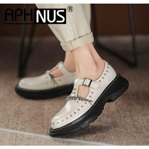 APHNUS Womens Shoes Button Rivet Chains Low Mid Heels Pumps Flats Woman 2021 Shoes For Women New