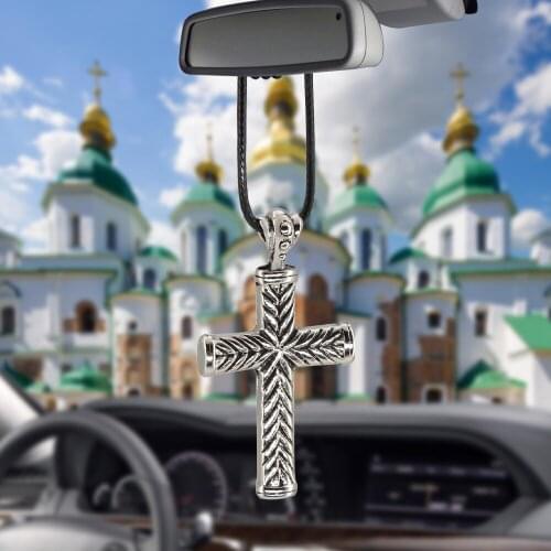 Auto Car Accessories Gifts Metal Cross Jesus Christian Religious Car Rearview Mirror Ornaments Decoration Hanging Car Pendant