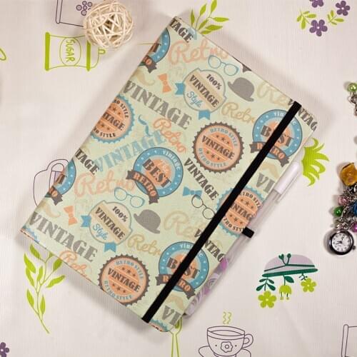 Vintage Retro A5 Dotted Notebook Hard Cover Dot Grid Journal Elastic Band Travel Planner Diary