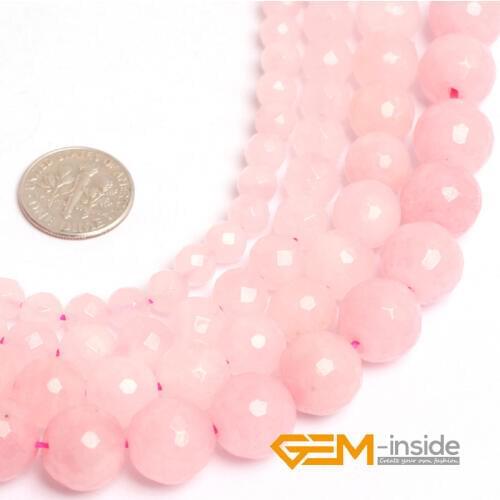 8mm 10mm 12mm Round Faceted Rose Quartzs Stone Beads Natural Stone Beads DIY Loose Beads For Jewelry Making Strand 15" Wholesale