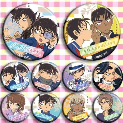 Brdwn Detective Conan Case Closed Conan Edogawa Kudou Shinichi Mouri Kogorou Haibara Ai Cosplay Badge #O2