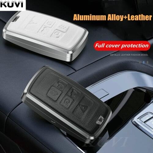 Alloy Leather Car Smart Key Case Full Cover For Land Rover Range Rover Evoque Discovery 5 Sport 2018 2019 Protector Accessories