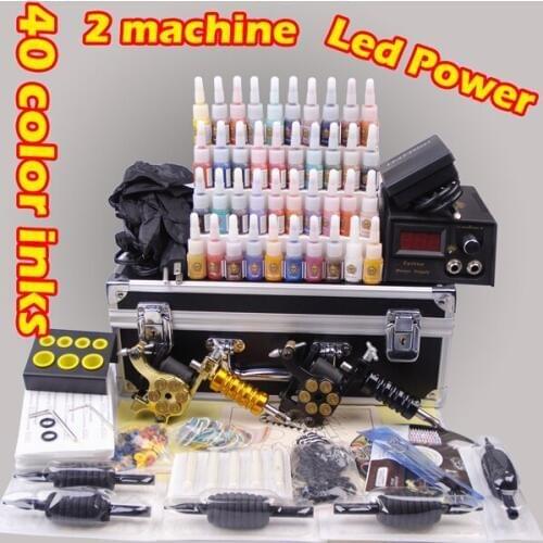 Complete tattoo machine kit for beginners digital tattoo set YLT-111 permanent makeup machine 40 color inks