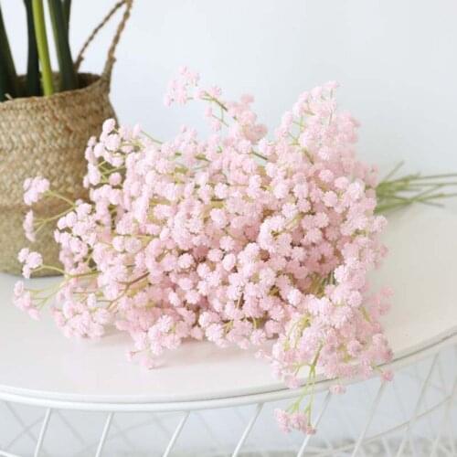61CM Long,1CM Flower Head,3 Forks,27 Flowers Heads/PCS,8PCS Fake Flowers Gypsophila Artificial Silk Baby Breath Flower For Home