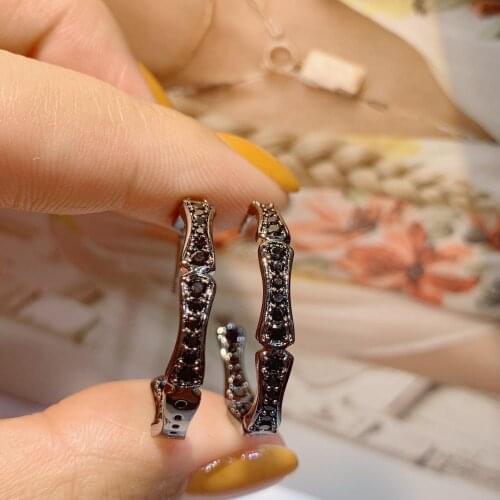 HIBRIDE New Charms Bamboo Knot Micro Zircon Earrings Fashion Women Hoop Earrings For Women Bridal Wedding Jewelry bijoux E-728