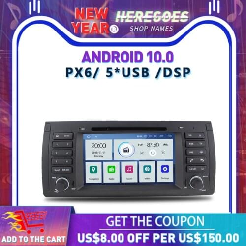 IPS DSP PX6 Android 10 4GB +64GB Car DVD Player RDS Radio Wifi Bluetooth 5.0 GPS map For BMW E39 X5 E53 M5 Range Rover