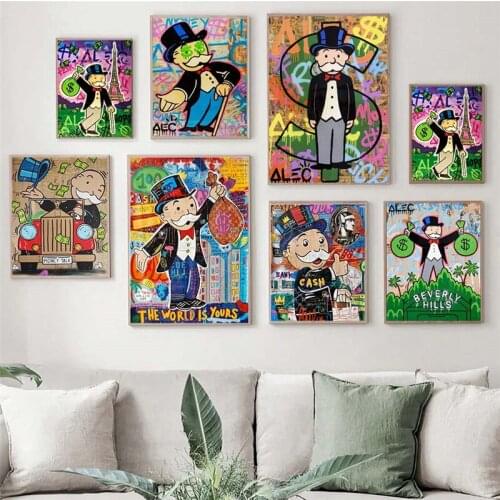 The world of graffiti art on the mural canvas poster and the home decoration on the printed home decoration