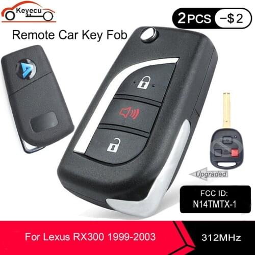 KEYECU 312MHz 4C Chip Upgraded Flip Folding Remote Car Key Fob 3 Button for Lexus RX300 1999 2000 2001 2002 2003 FCC: N14TMTX-1
