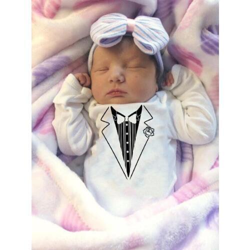 Newborn Baby Romper Tuxedo Shirt Gentleman Suit Tie PrintInfant Jumpsuit Funny Clothes for Toddler Boys Girls Playsuit