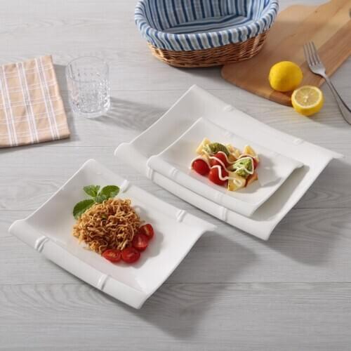 Creative Pure White Ceramic Long Plate Super Large Vegetable Dinner Plates Rectangular Deep Fish Plate Bone Porcelain Tableware