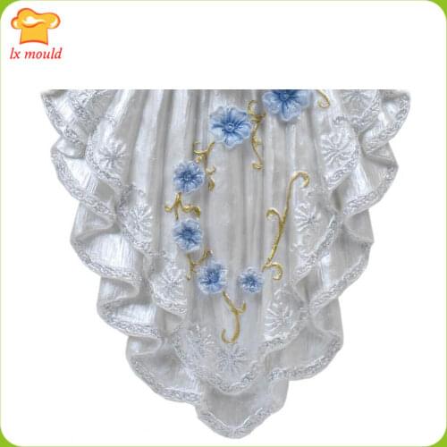 LXYY Folding Edge Fondant Silicone Mould Border Decoration Cake Moulds Curtain Embossing Molds Pastry Decoration Skirt