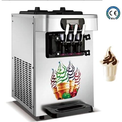 3 Flavors Soft Ice Cream Machine Commercial Sweet Cone Ice Cream Machine Desktop Yogurt Ice Cream Makers 1700W