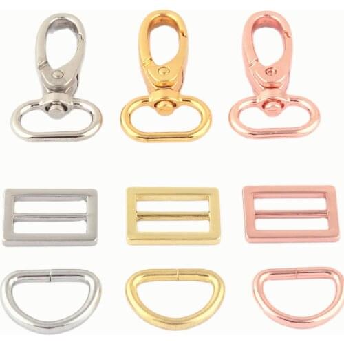 20mm Rose Gold Metal Swivel Claw Clasps Dog Collar Hardware Adjuster Backpack Buckles Webbing Purse Hardware D Ring