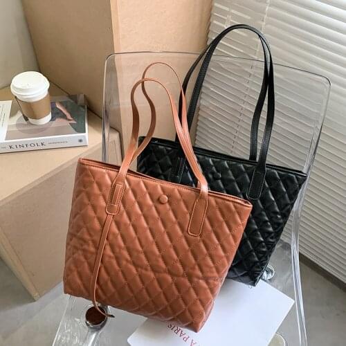 Fashion Exquisite Shopping Bag Casual Leather Shoulder Totes Lattice Pattern Women Big Capacity Top-handle Bags