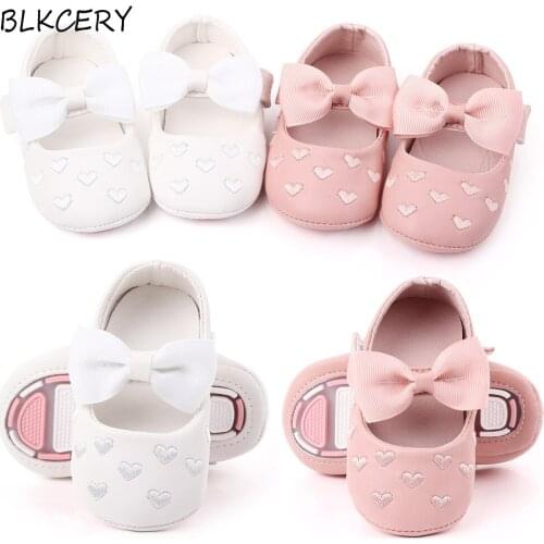 Newborn Baby Girl Shoes Toddler Leather Moccasins First Walker Casual Princess Bows Loafers Infant Doll Shoes Learning Walking