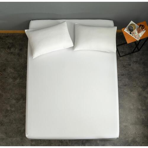 Bonenjoy 1 pc Fitted Sheet White Bed Sheet Sets Solid Color Double/Queen/King Size Sheet on Rubber Band sabanas (No Pillowcase)