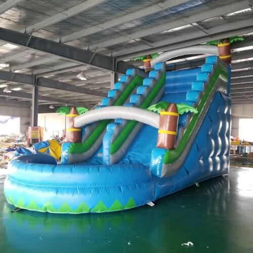 Latest design Inflatable Water Slide with Pool for kids outdoor PVC Material Inflatable Jungle Water Slide with Palm Tree
