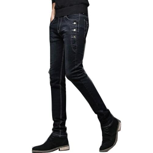 2020 new mens straight leg jeans high stretch tights fashion mid-waist mens jeans
