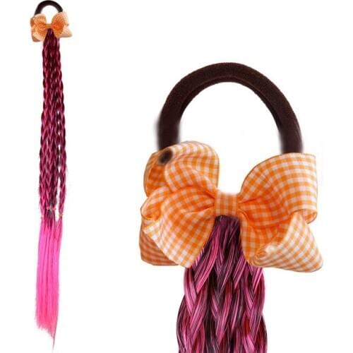 NEW Plaid Twist Wig Elastic Rope Girls Elastic HairBand Holder Braided for Kid Rubber Band Accessories OEM & ODM