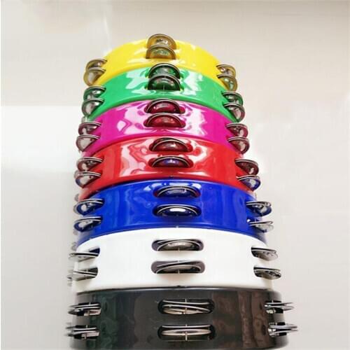 New Singer Tambourine Percussion Drum Grip Handle with 32 Jingles Baby Music Instrument Toy Half Moon shape For KTV family party