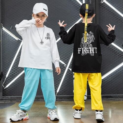 Girls' Autumn Clothes New Hip-Hop Clothing Boys And Children Hip-Hop Costumes Girls Jazz Dance Clothes Streetwear Tide DL6655